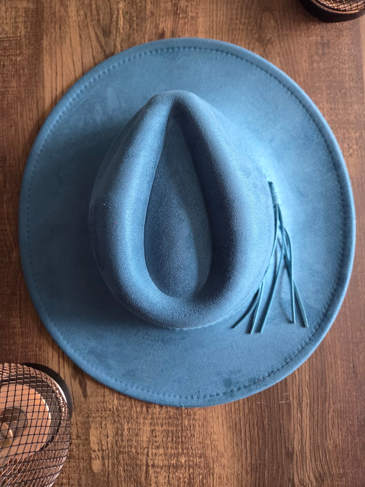 Plain Tear Drop Blue Burnt & Brushed Hat Blank