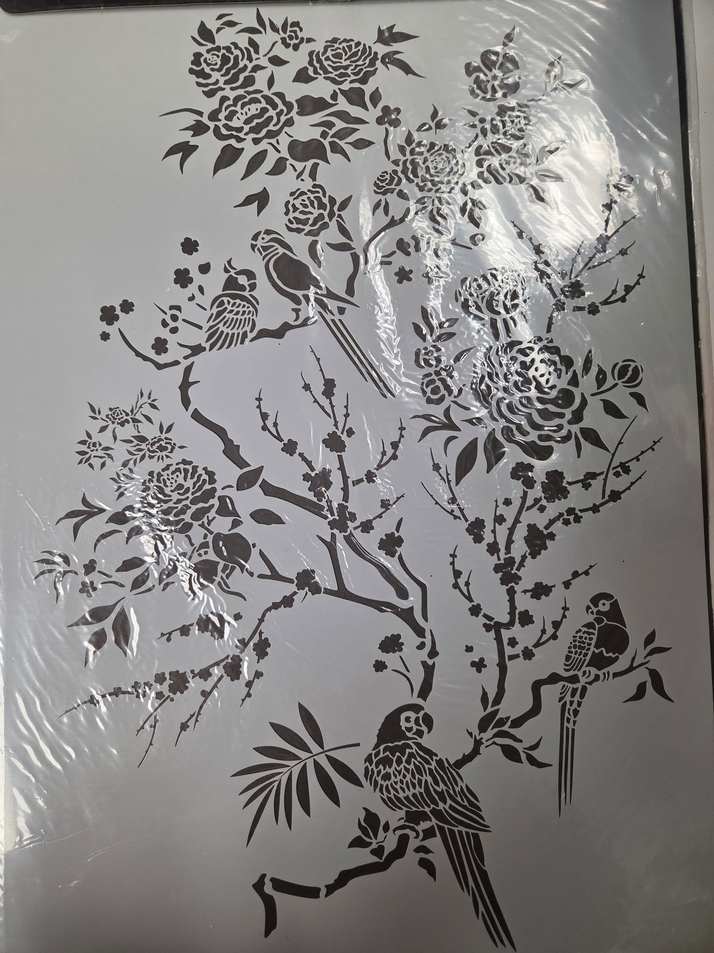 Posh Chalk Stencil Oriental Garden 20 inch x 14 inch