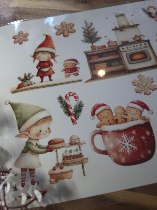 Water Transfer - Cooking up Christmas  8.5 x 11  Transfer Sheet