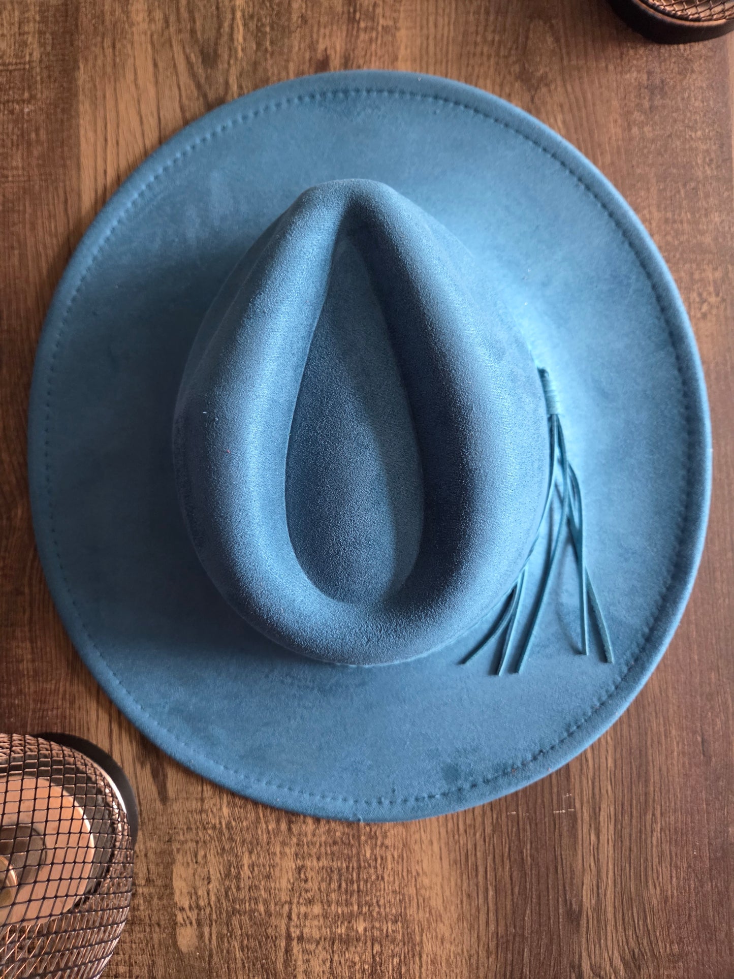 Plain Tear Drop Blue Burnt & Brushed Hat Blank