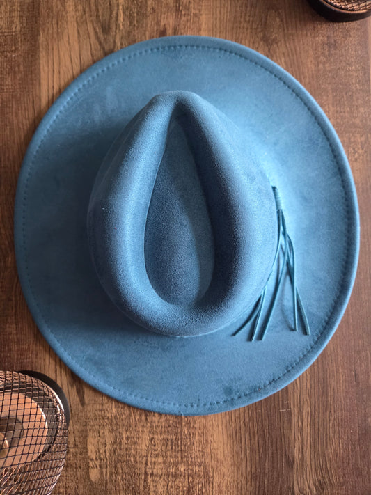 Plain Tear Drop Blue Burnt & Brushed Hat Blank