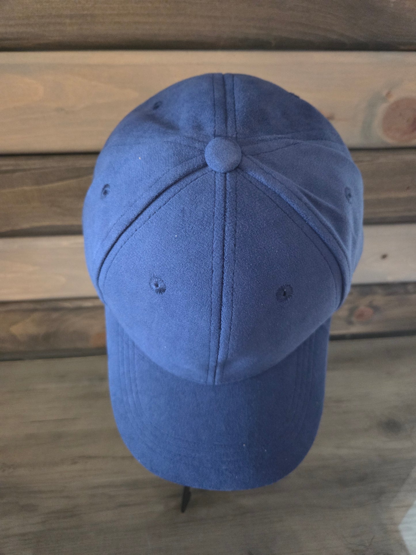 Suede Baseball Cap Plain - Navy Blue
