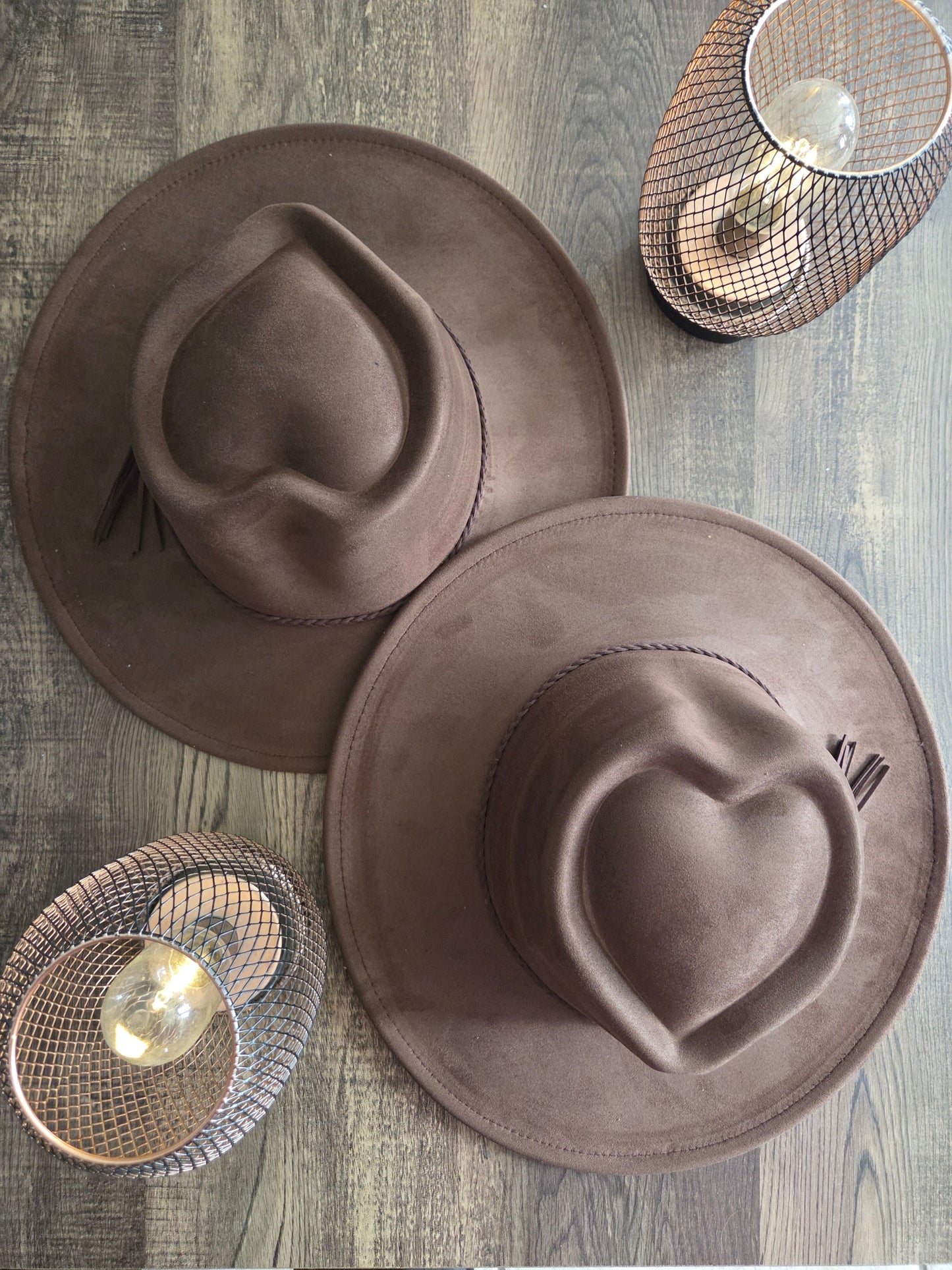 Heart Crown Brown Seude Hat Plain - Burnt & Brushed Collection
