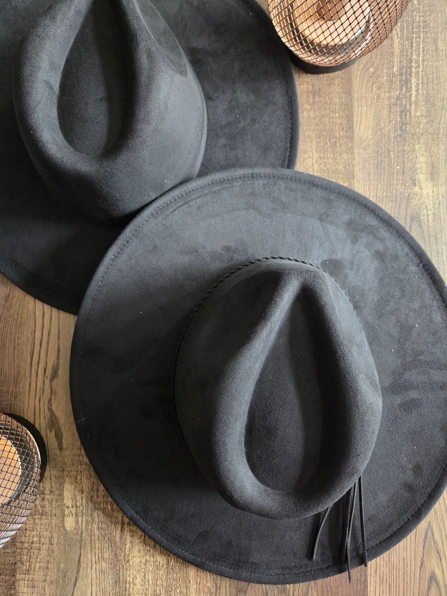 Plain Tear Drop Black Burnt & Brushed Hat Blank