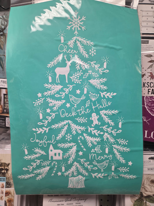 Adhesive Silk Screen Stencil - Deck the Halls Tree