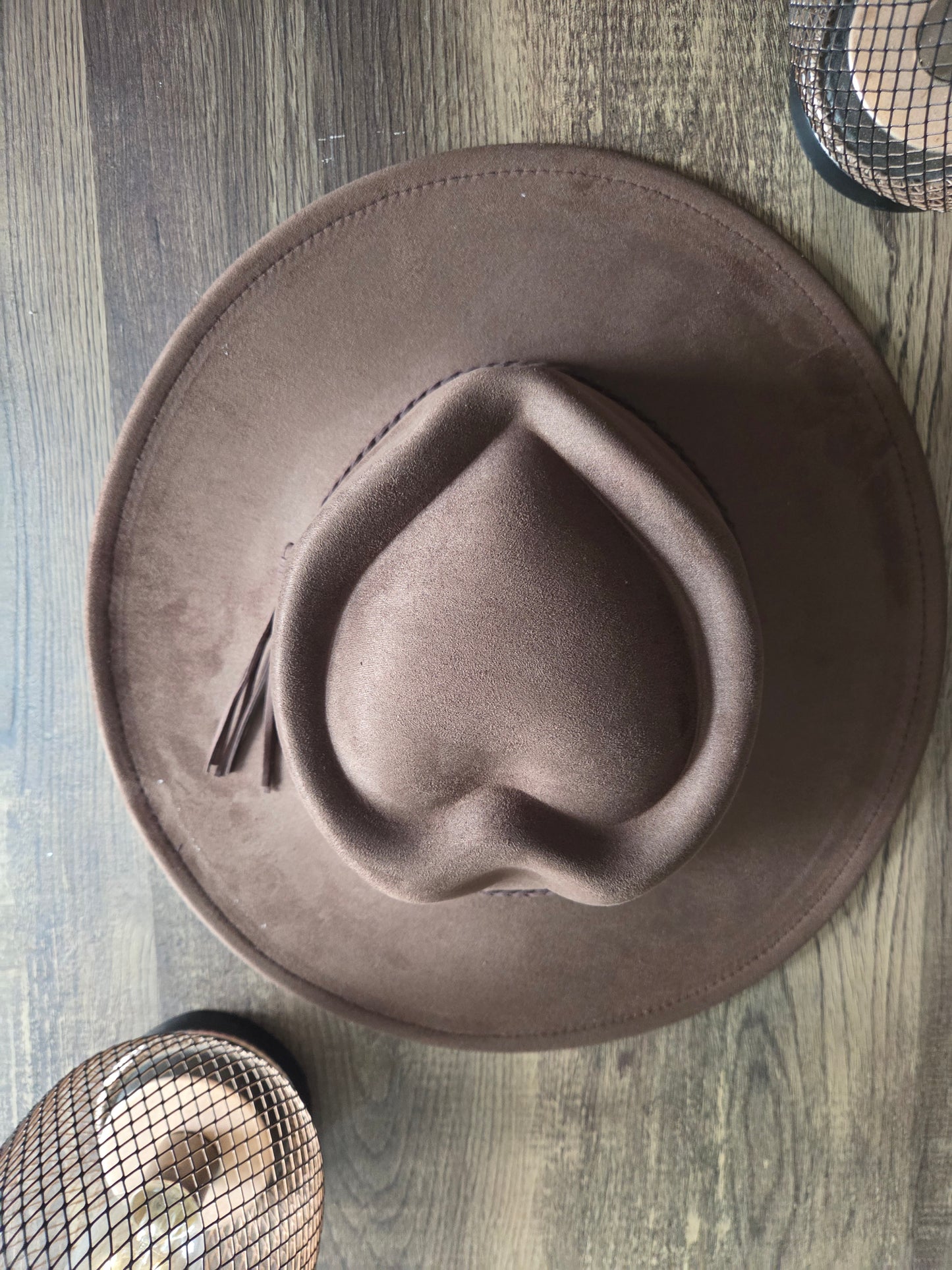 Heart Crown Brown Seude Hat Plain - Burnt & Brushed Collection