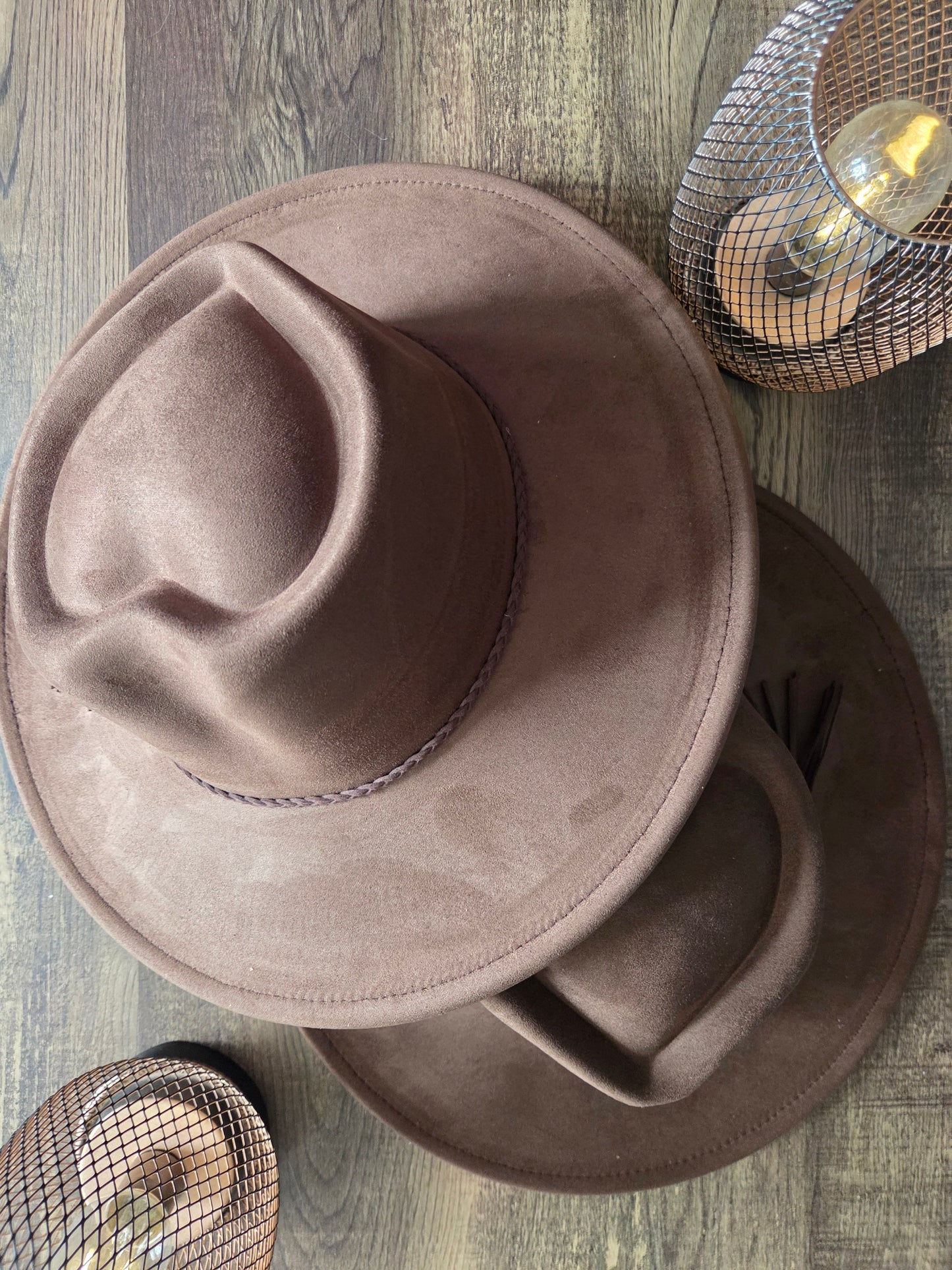 Heart Crown Brown Seude Hat Plain - Burnt & Brushed Collection