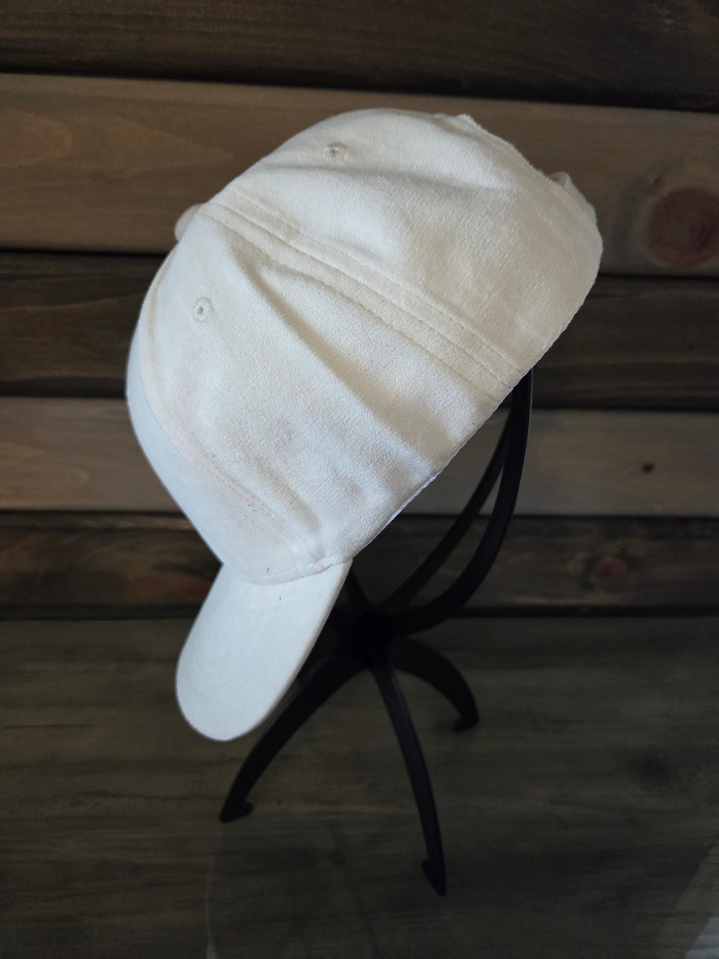 Suede Baseball Cap Plain - White