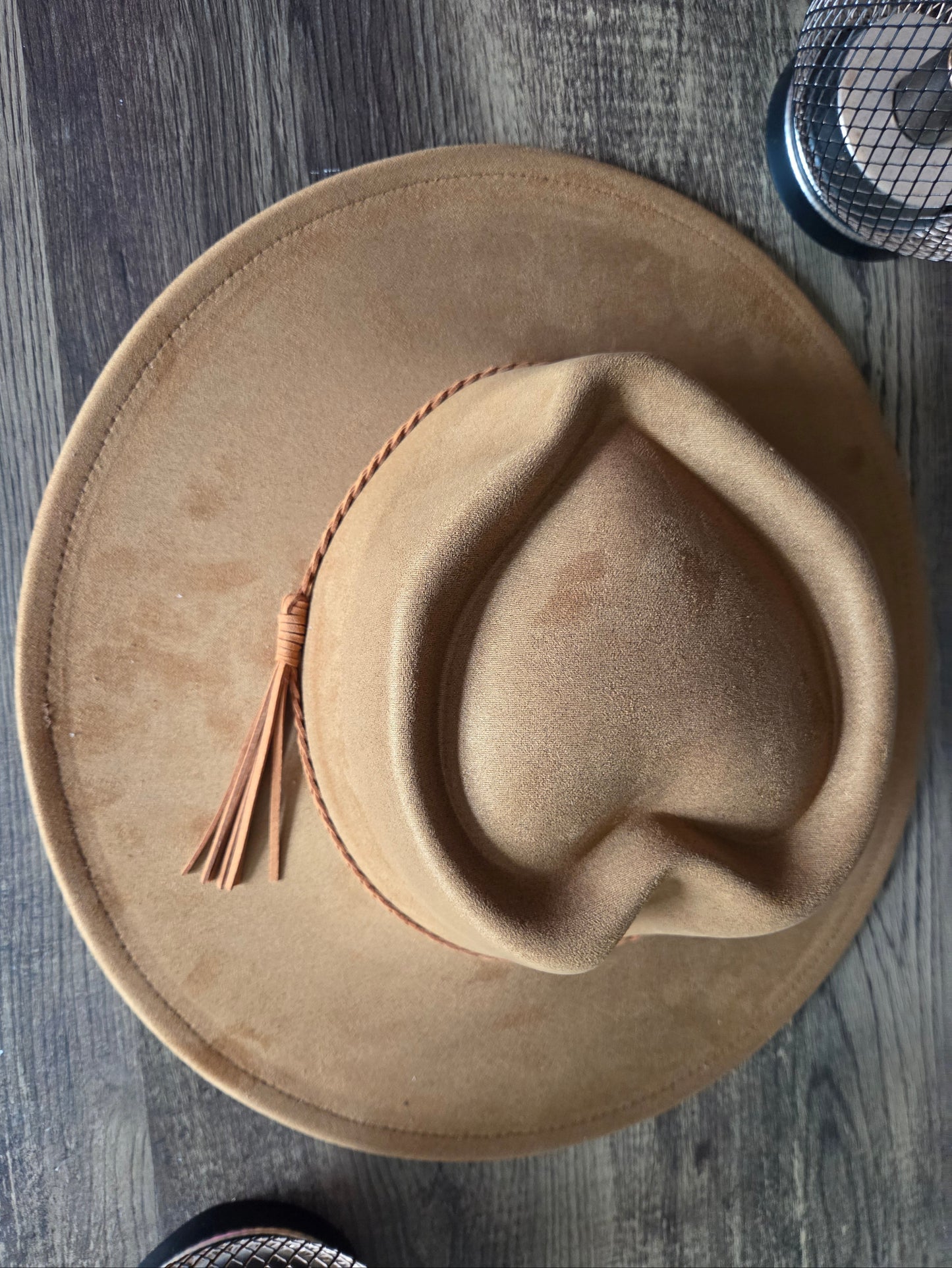Heart Crown Camel Suede Hat Plain - Burnt & Brushed Collection