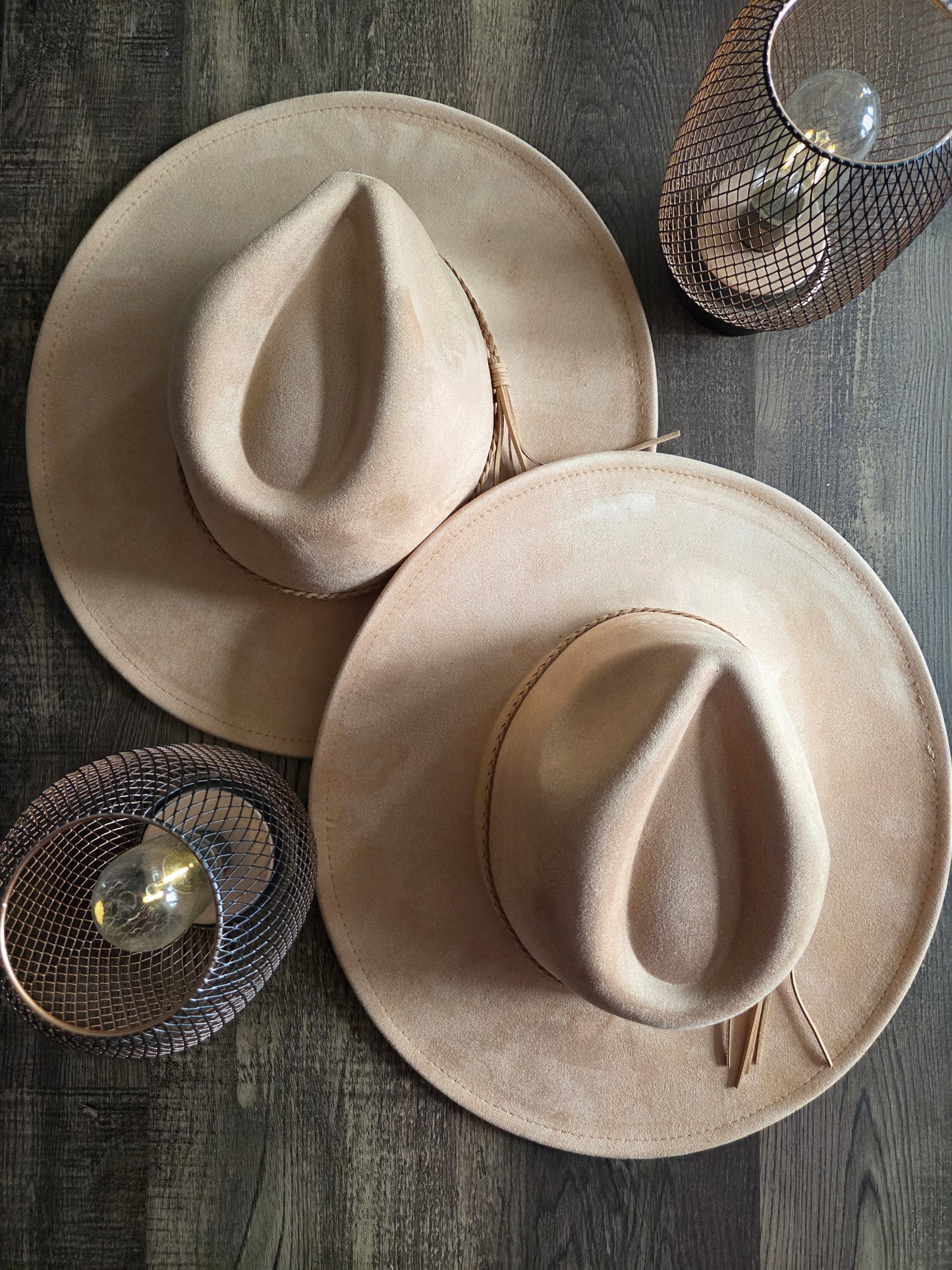 Plain Tear Drop Camel Burnt & Brushed Hat Blank
