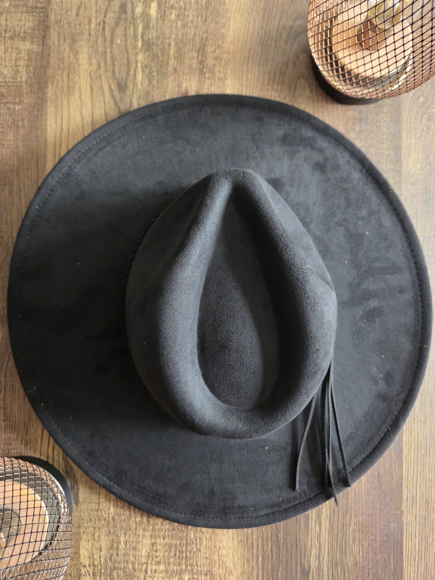 Plain Tear Drop Black Burnt & Brushed Hat Blank
