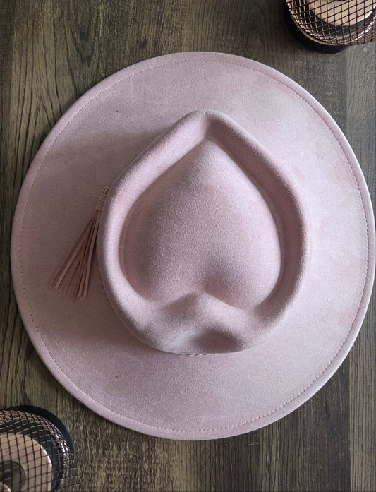 Heart Crown Blush Suede Hat Plain - Burnt & Brushed Collection