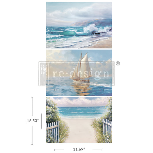 Prima Redesign Decoupage Decor Tissue Paper Pack - Seascape Melody Set of 3