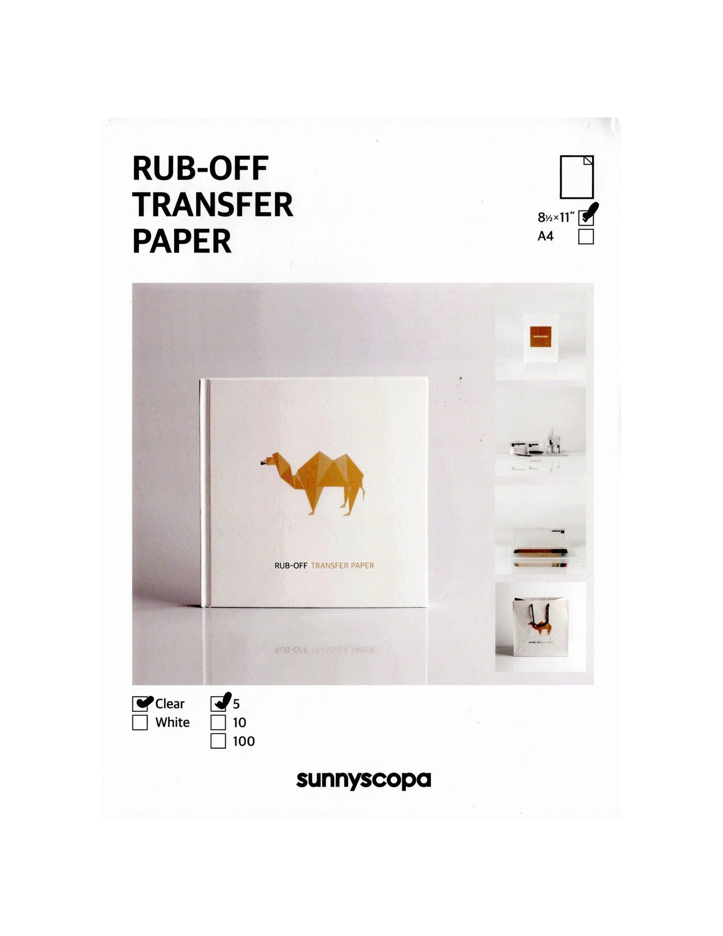 DIY Rub-Off Transfer Paper 8.5 x 11 A4 Clear 5 Pack