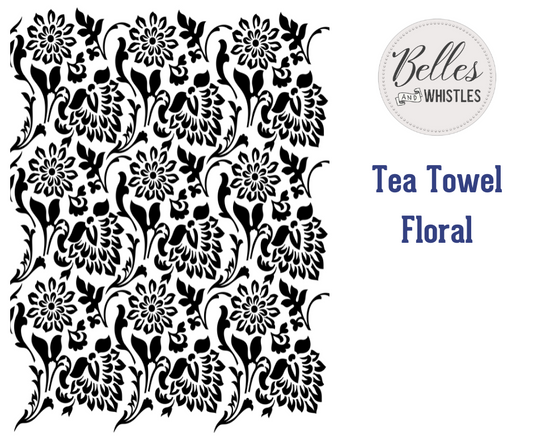 Dixie Belle Belles and Whistles Mylar Stencil - Tea Towel Floral