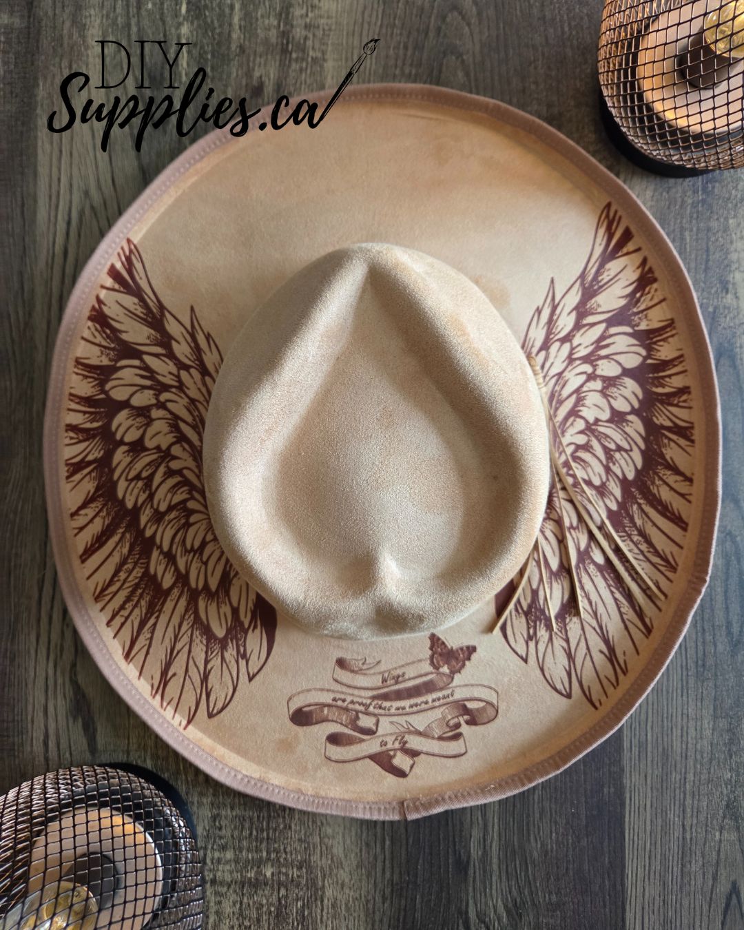 We were made to Fly Wings Hat - Burnt & Brushed Art Hat