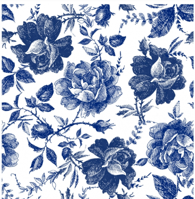 Belles and Whistles Rice Paper - Sketched Blue Flowers