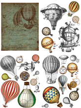 Load image into Gallery viewer, Belles and Whistles Transfers - Hot Air Balloons &amp; Clocks