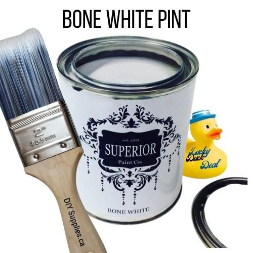 Bone White Pint & 2 Inch Synthetic Brush