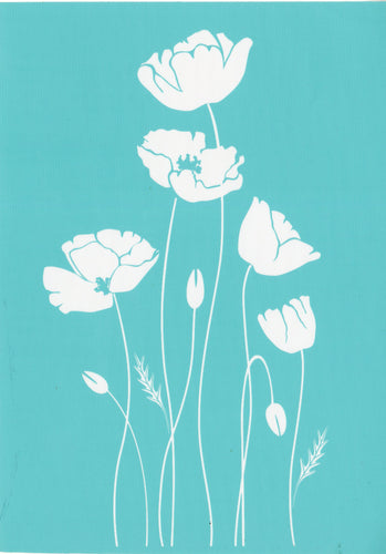 Adhesive Silk Screen Stencil - Mini Poppy Stems 5x7