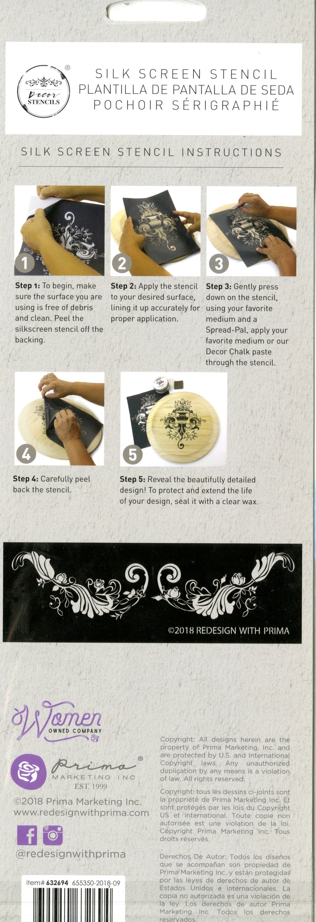 Re Design Silk Screen Stencil Delicate Fleur Scroll